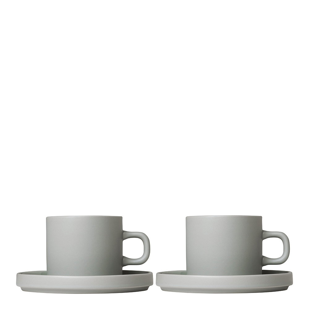Pilar Kaffekoppar m/Fat 7 cm 2-pack Mirage Grey