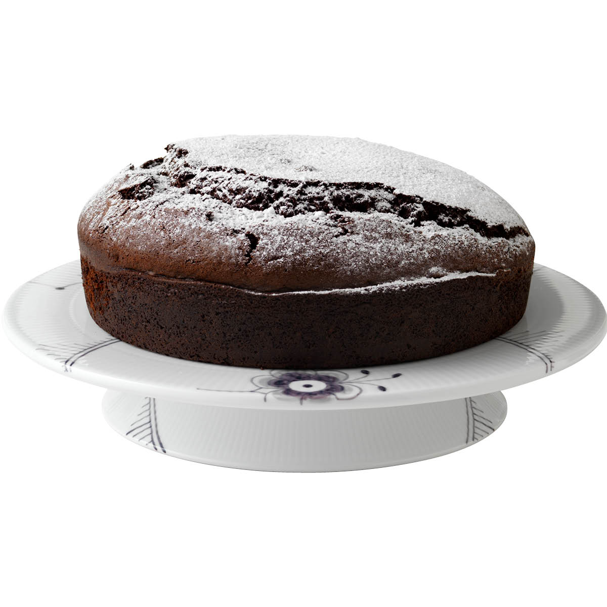 Black Fluted Mega Tårtfat på fot 32 cm