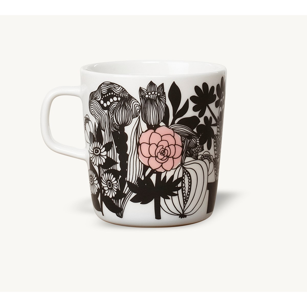 Siirtolapuutarha Mugg 40 cl Svart/vit blommor