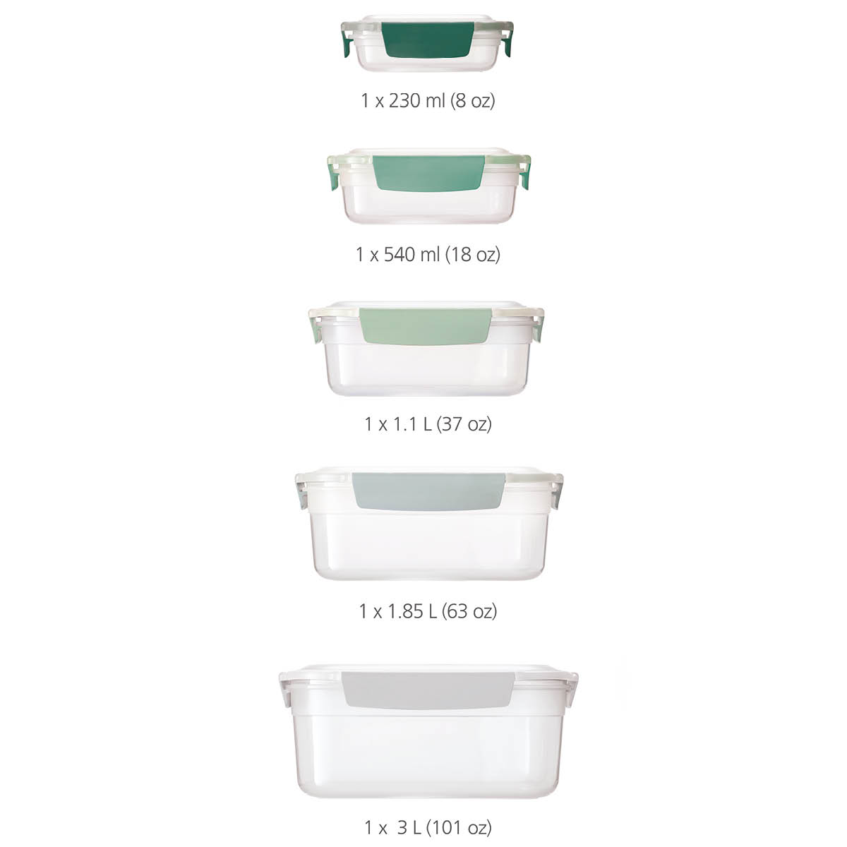 Nest Lock Sage Förvaringsbehållare 5 delar