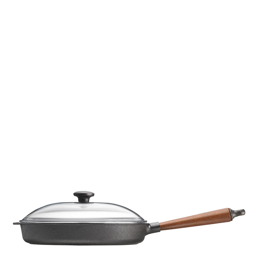 Traditional Traktörpanna med glaslock/trähandtag 28 cm