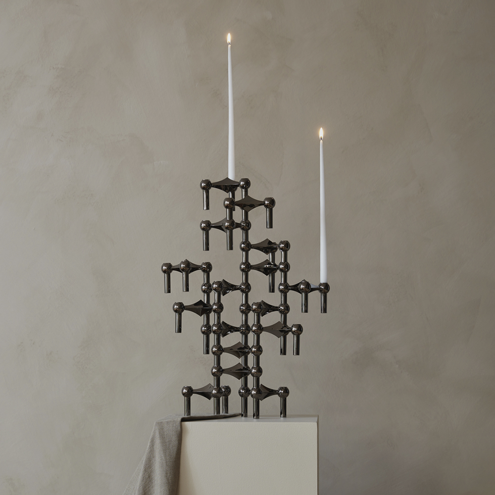 Stoff Nagel Ljusstake 3-pack Svart Krom