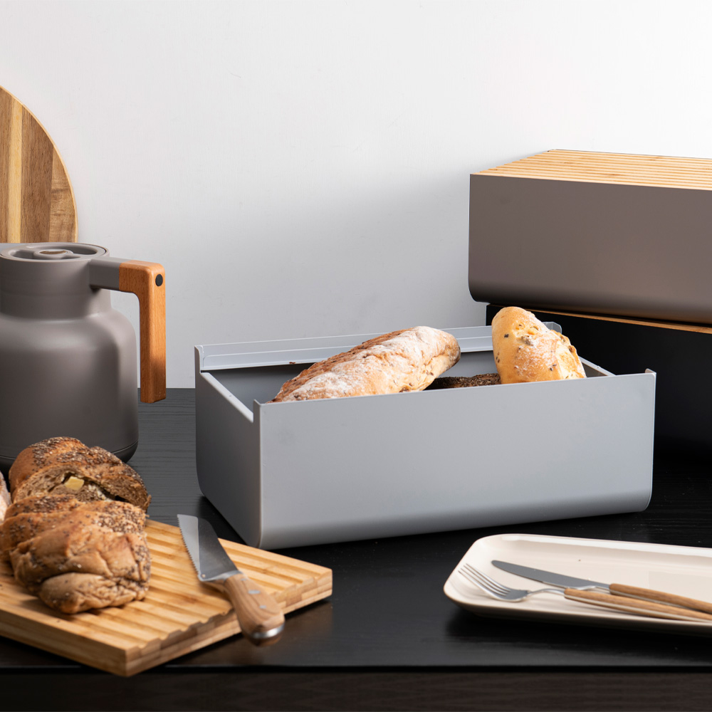 Lundi Brödbox 35x22x13 cm Svart/Bambu