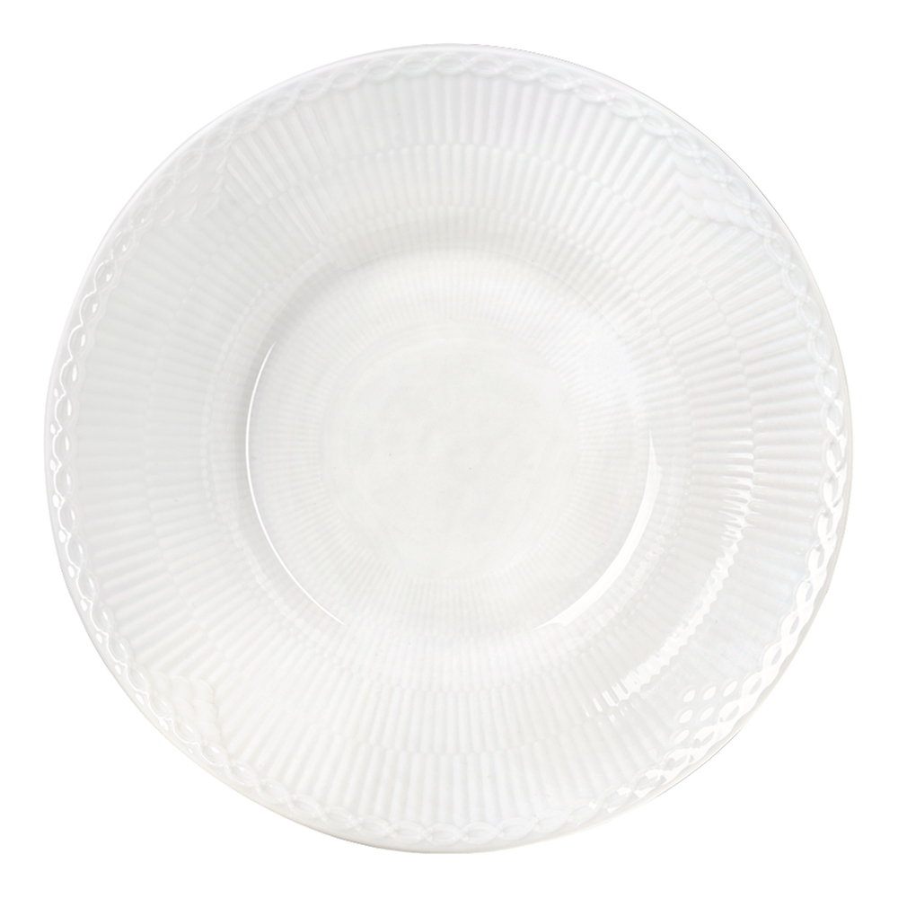 White Fluted Half Lace Djup Tallrik 24 cm