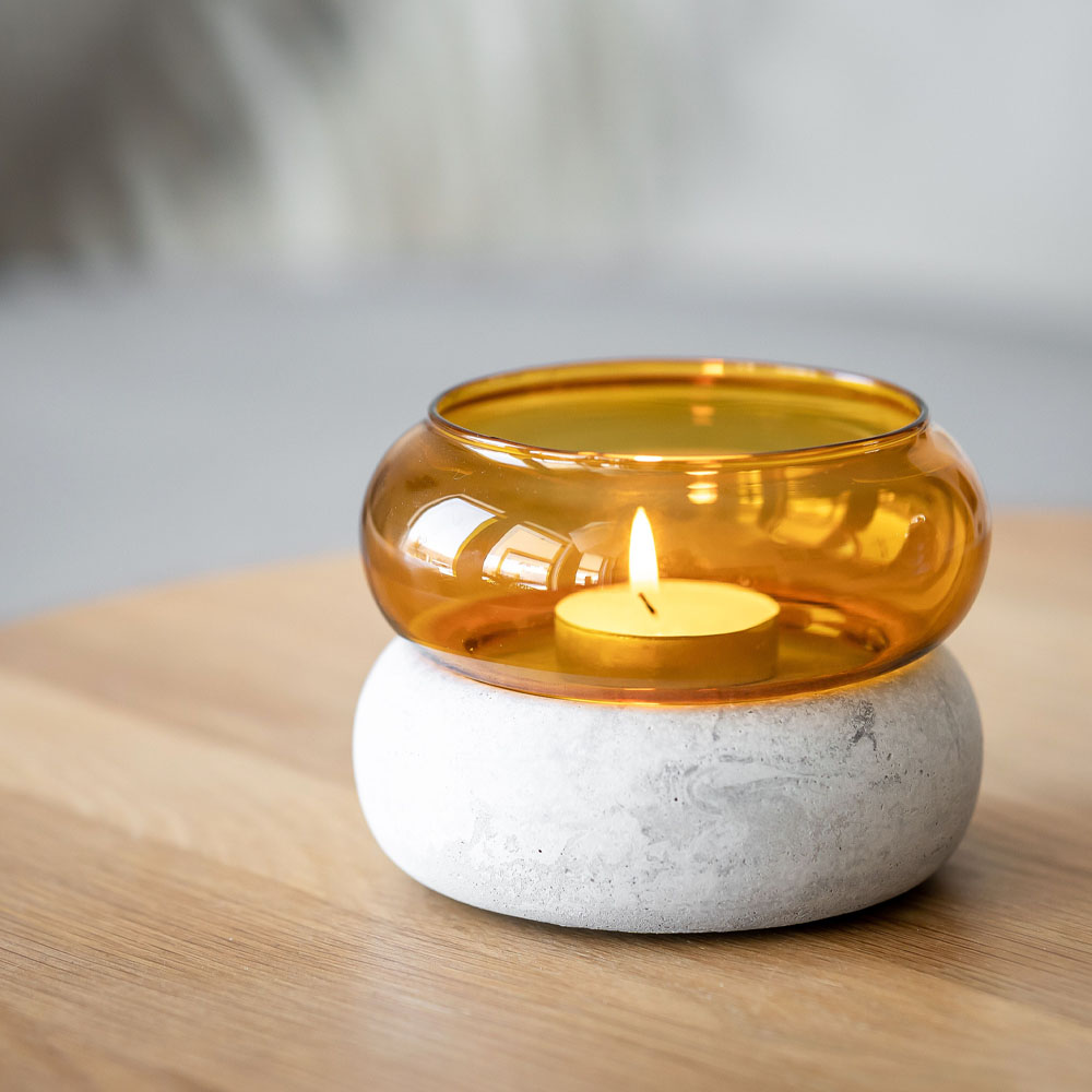 Bagel Lykta/Vas 11x12 cm Amber