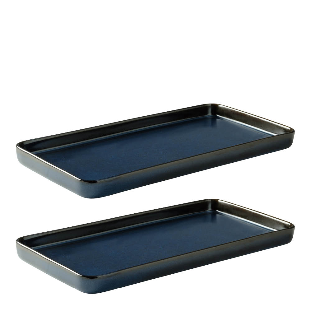 Raw Tallrik rektangulär 34x18 cm 2-pack Midnight Blue