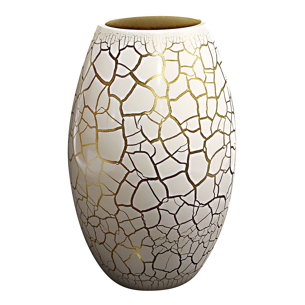 Croco Vas 26 cm Vit/Guld