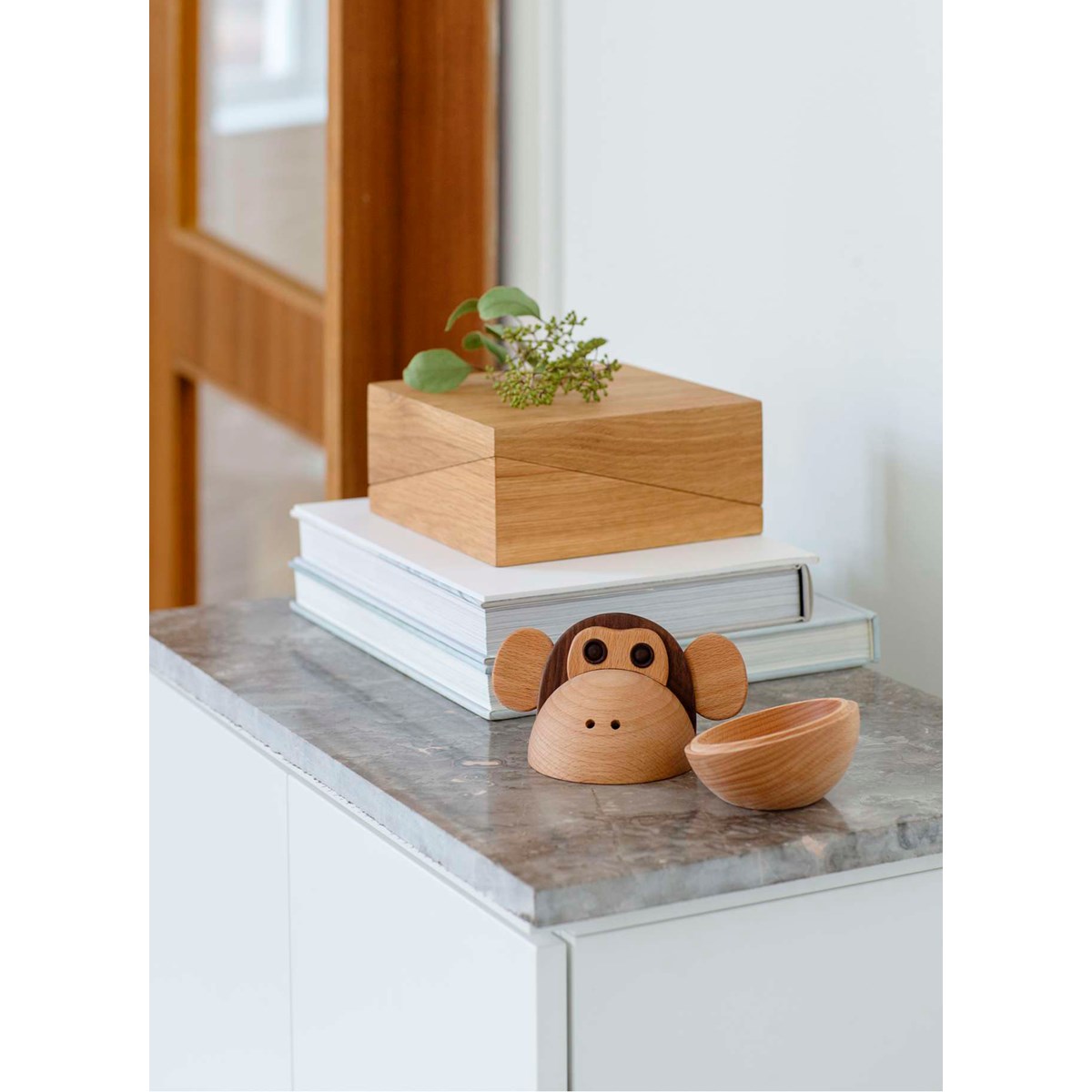 Skål Monkey 17x14 cm Bok/Valnöt