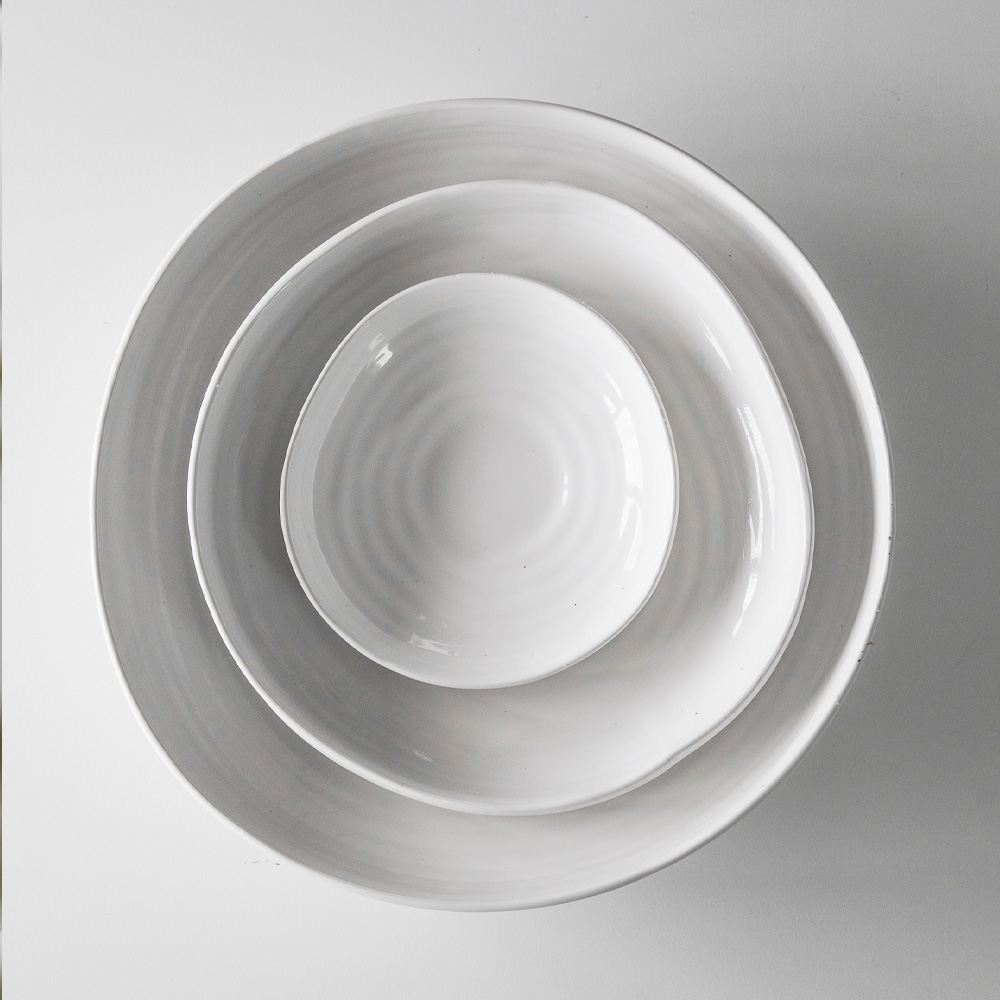 Sögne Skål Räfflad Stor 37 cm Vit