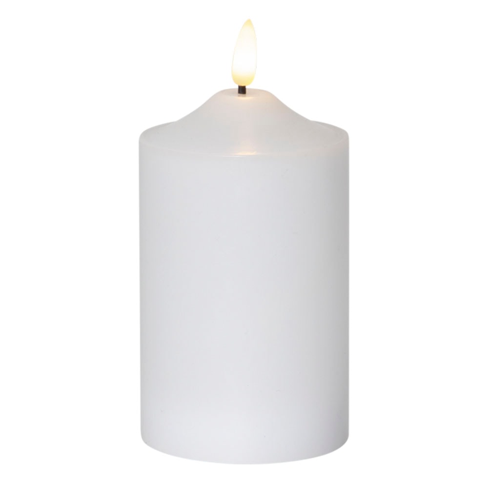 Flamme LED-Blockljus med timer 15 cm Vit