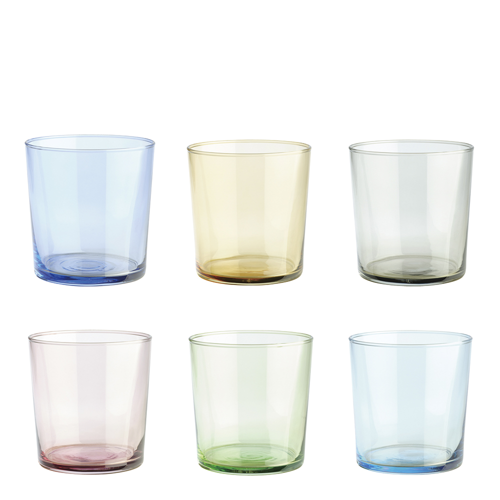Vattenglas 34,5 cl Mixade Färger 6-pack