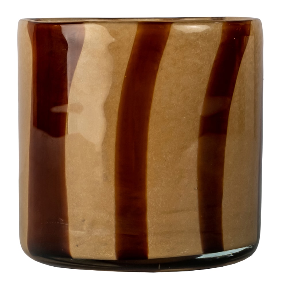 Calore Ljuslykta 10x10 cm Beige/Brun Rand