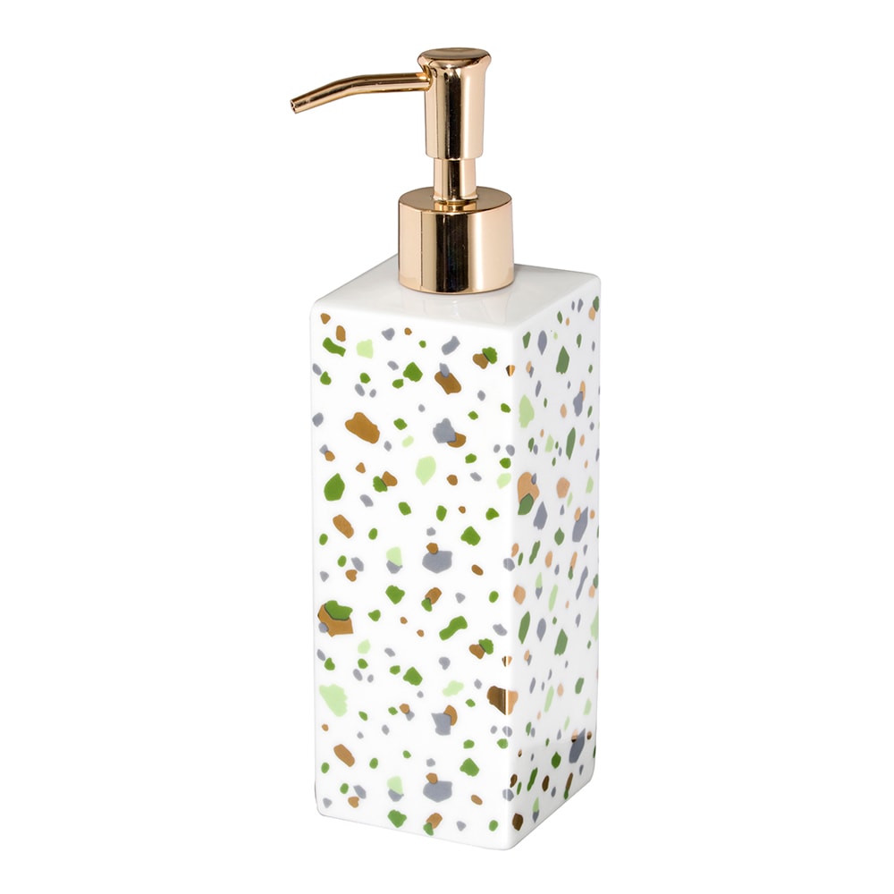 Kub Terrazzo Tvålpump 21 cm Grön/Guld