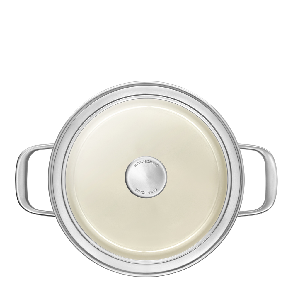 KitchenAid Steel Core Enamel Gryta med lock 3,7 L Kräm
