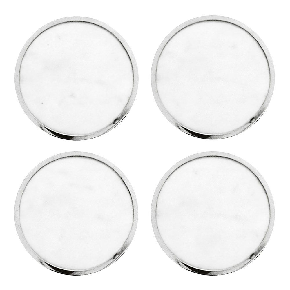 Glasunderlägg Marmor 4-pack Vit/Silver