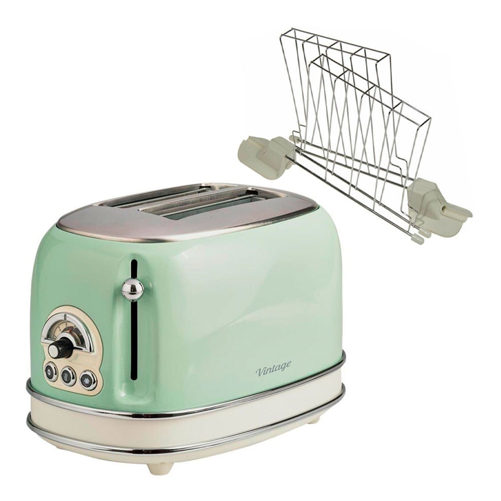 Vintage Brödrost med toastgaller 2 skivor Grön