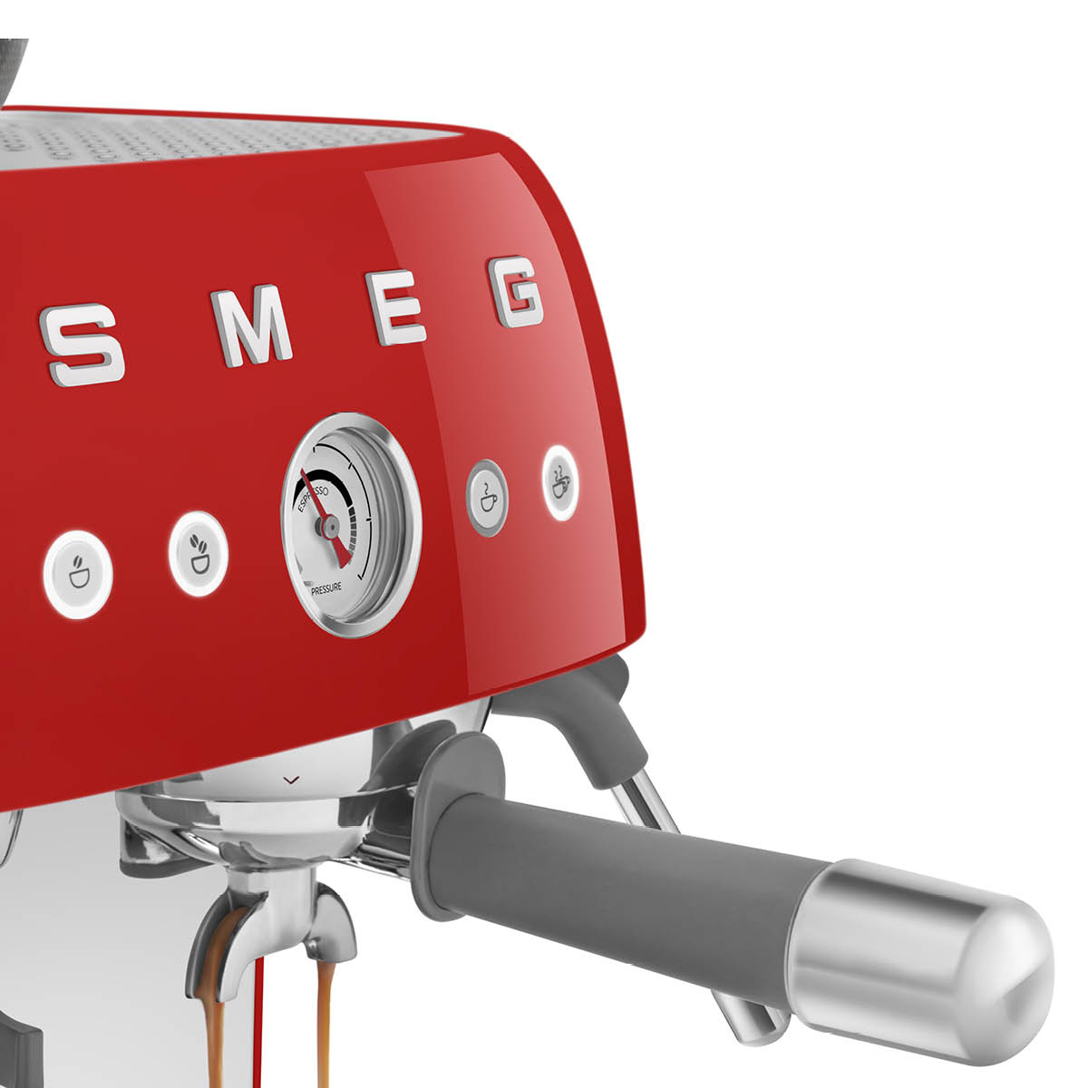 Smeg Manuell Kaffemaskin med Kvarn Röd