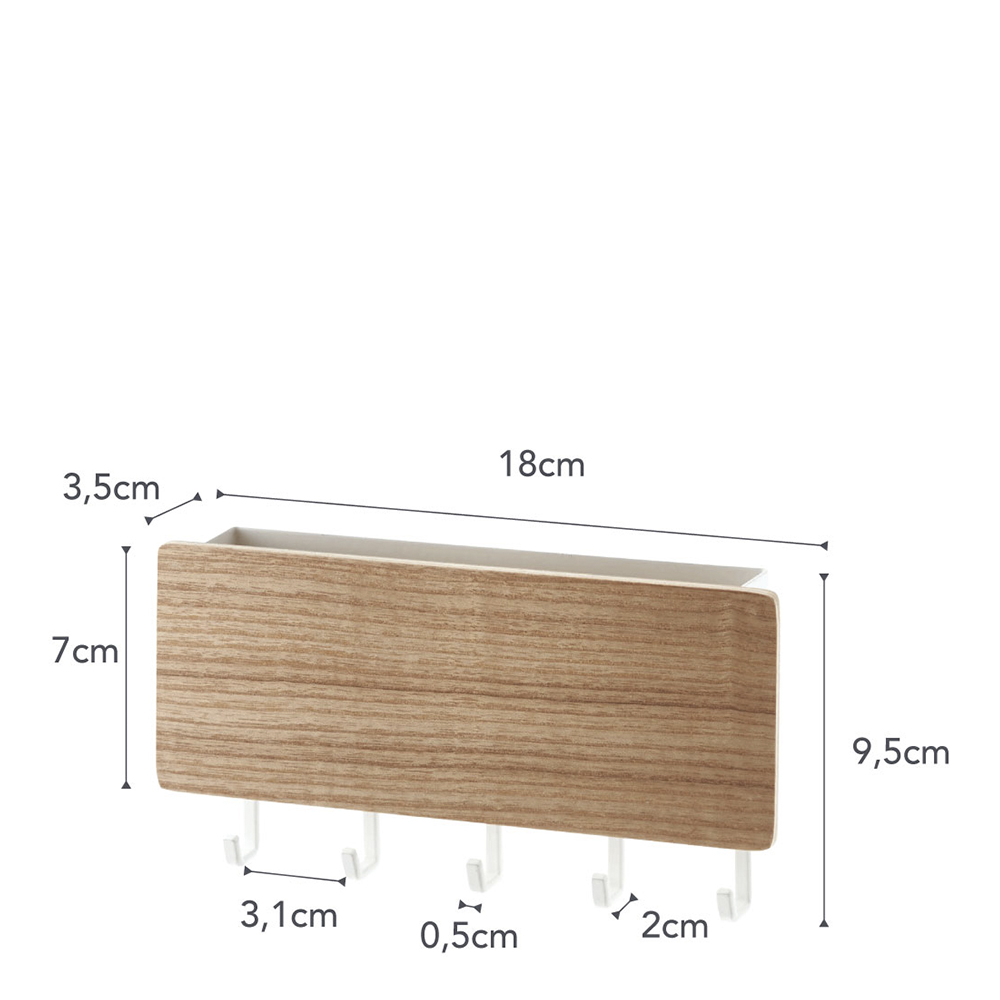 Rin Nyckelhållare med behållare 18x9,5 cm Vit
