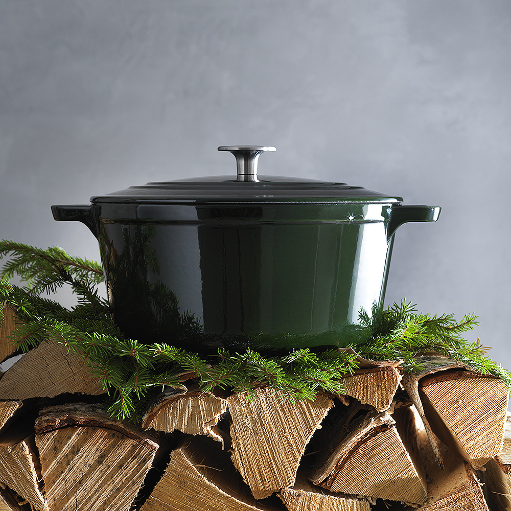 Stenfors Gjutjärnsgryta rund 4,4 L Grön