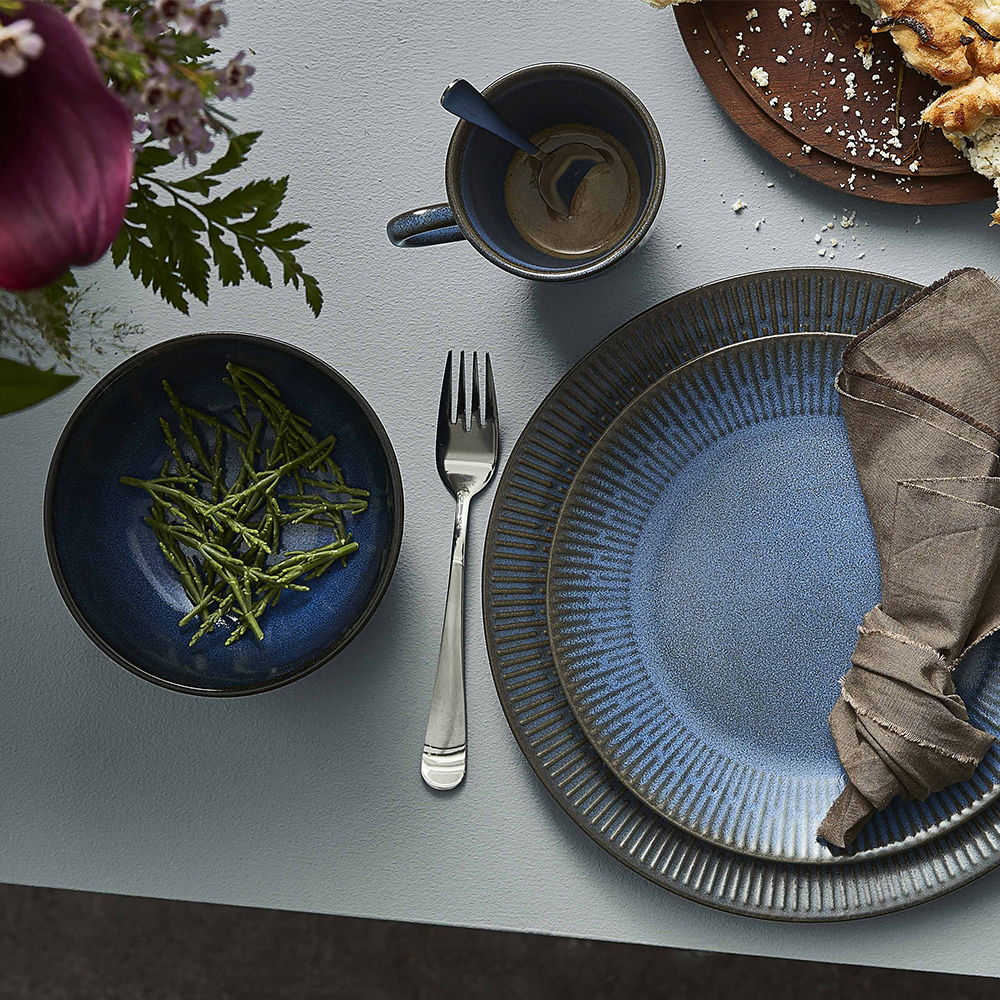 Relief Stoneware Skål 14 cm Blå