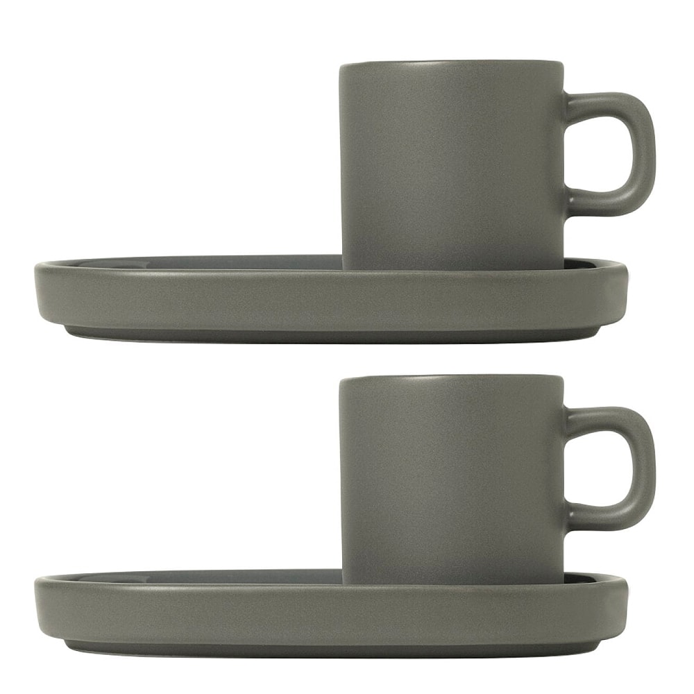 Pilar Espressokopp m/Fat 6 cm 2-pack Pewter