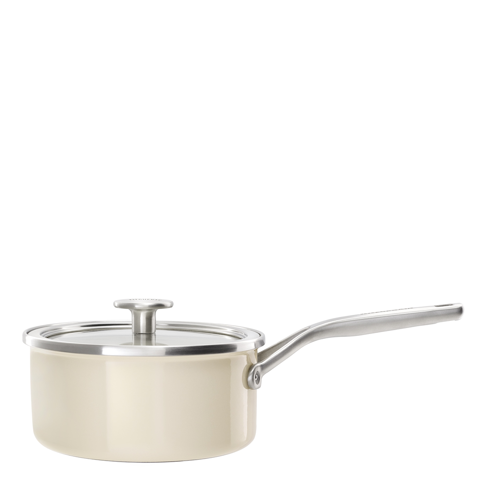 KitchenAid Steel Core Enamel Kastrull med lock 18 cm Kräm
