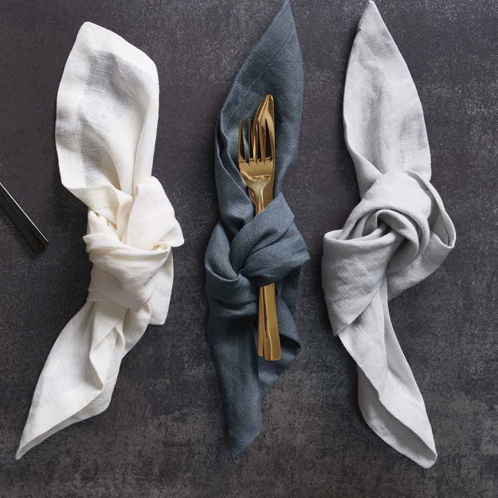 Raw Linneservetter 4-pack 45x45 cm Ljusgrå