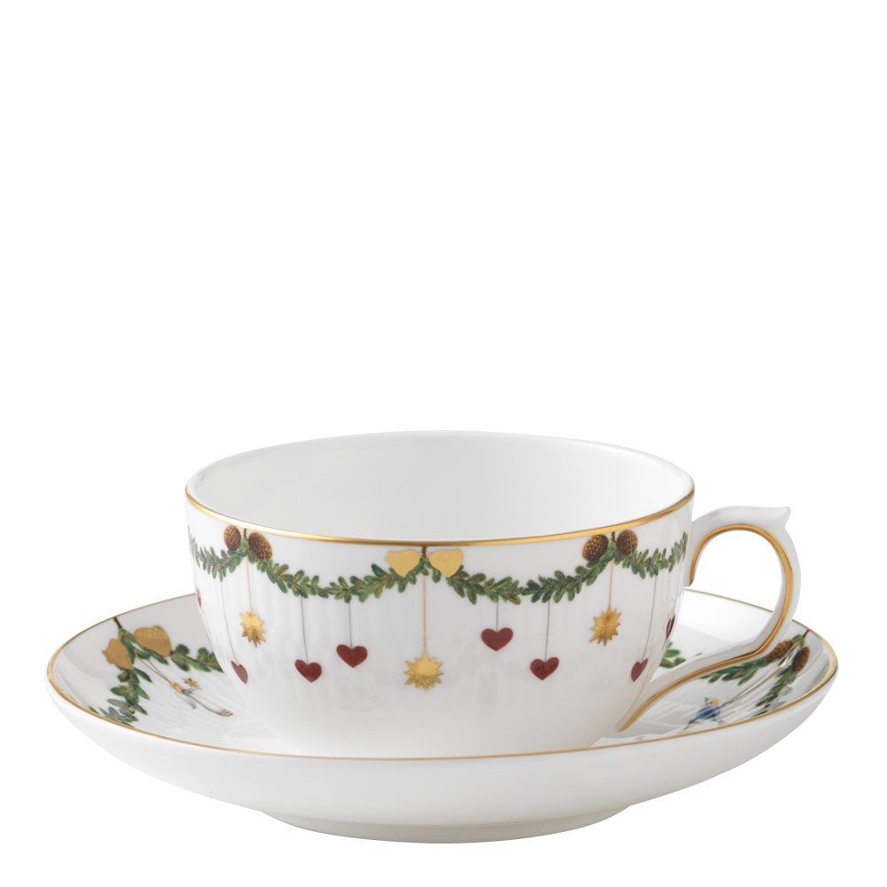 Star Fluted Christmas Tekopp med fat 32 cl