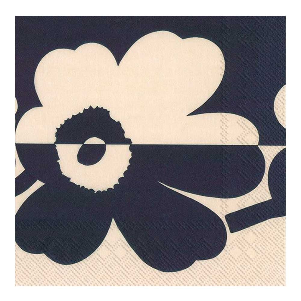 Servett Unikko 33x33 cm Bommulsvit, Mörkblå