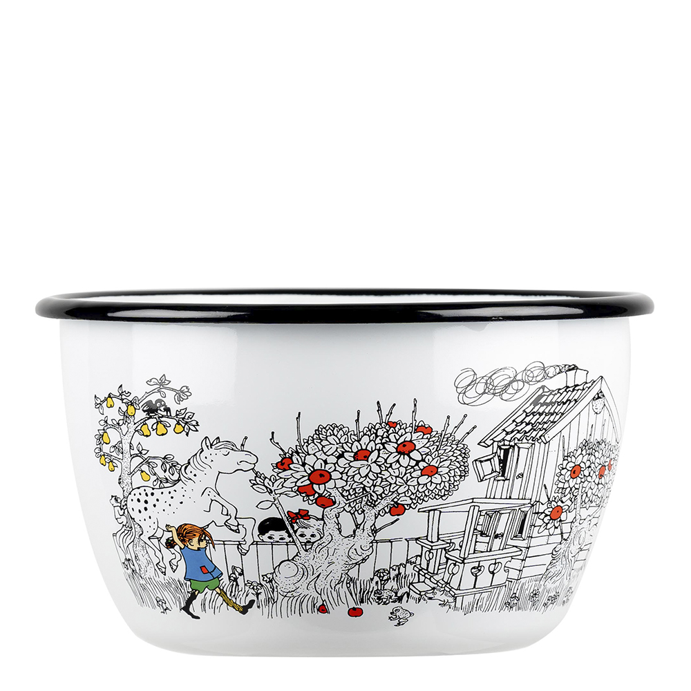 Emaljskål Pippi Långstrump 2 L Vit