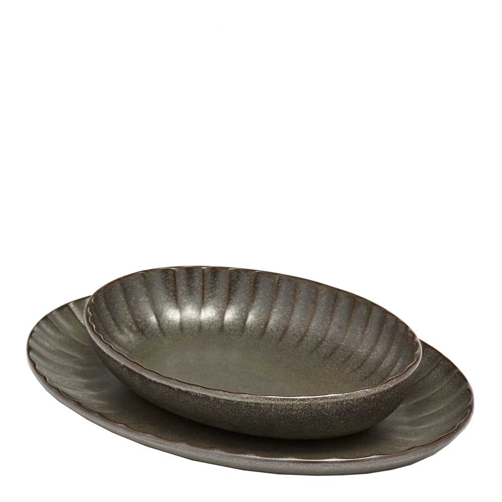 Inku Serveringsskål oval 19 cm Grön