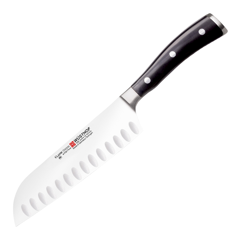 Classic Ikon Santokukniv 17 cm olivslipad Svart