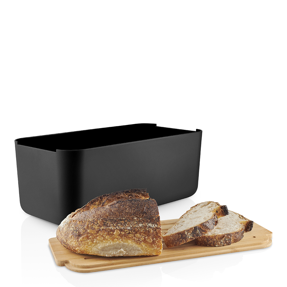 Brödlåda med trälock Svart