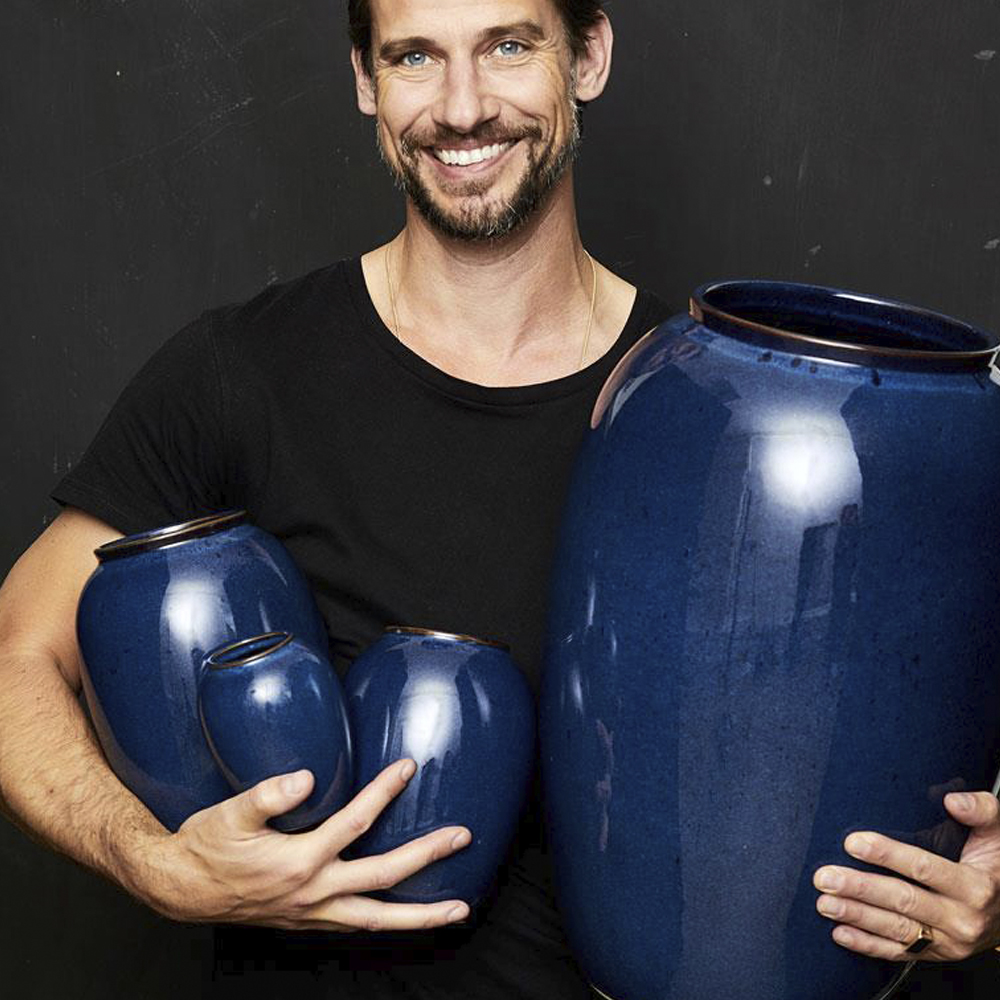 Keramikvas 50 cm Mörkblå