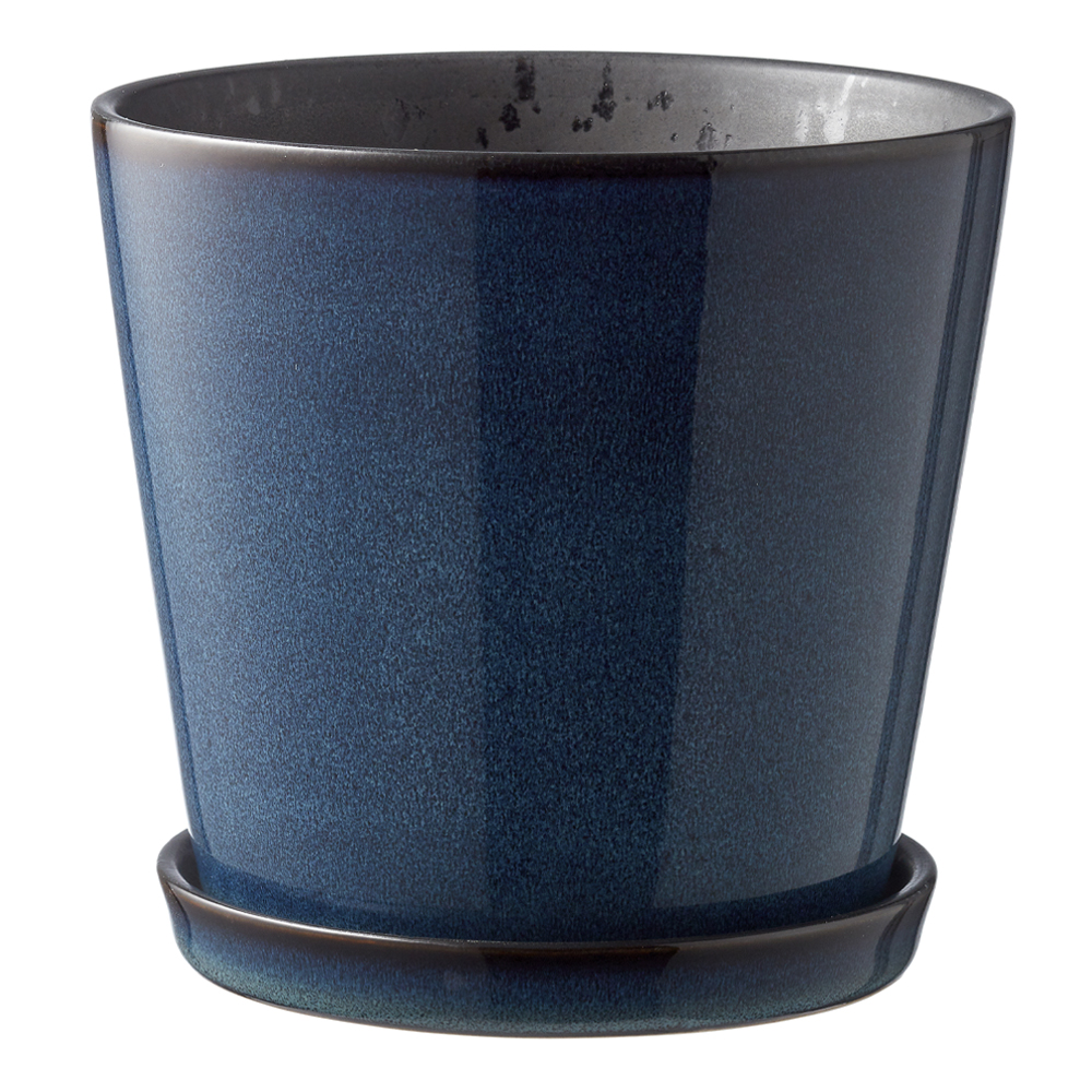 Skjuler Kruka med fat 12,5 cm Mörkblå/Svart