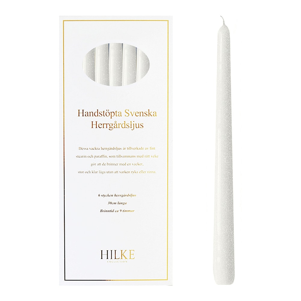 Herrgårdsljus 30 cm 6-pack Pärlvit