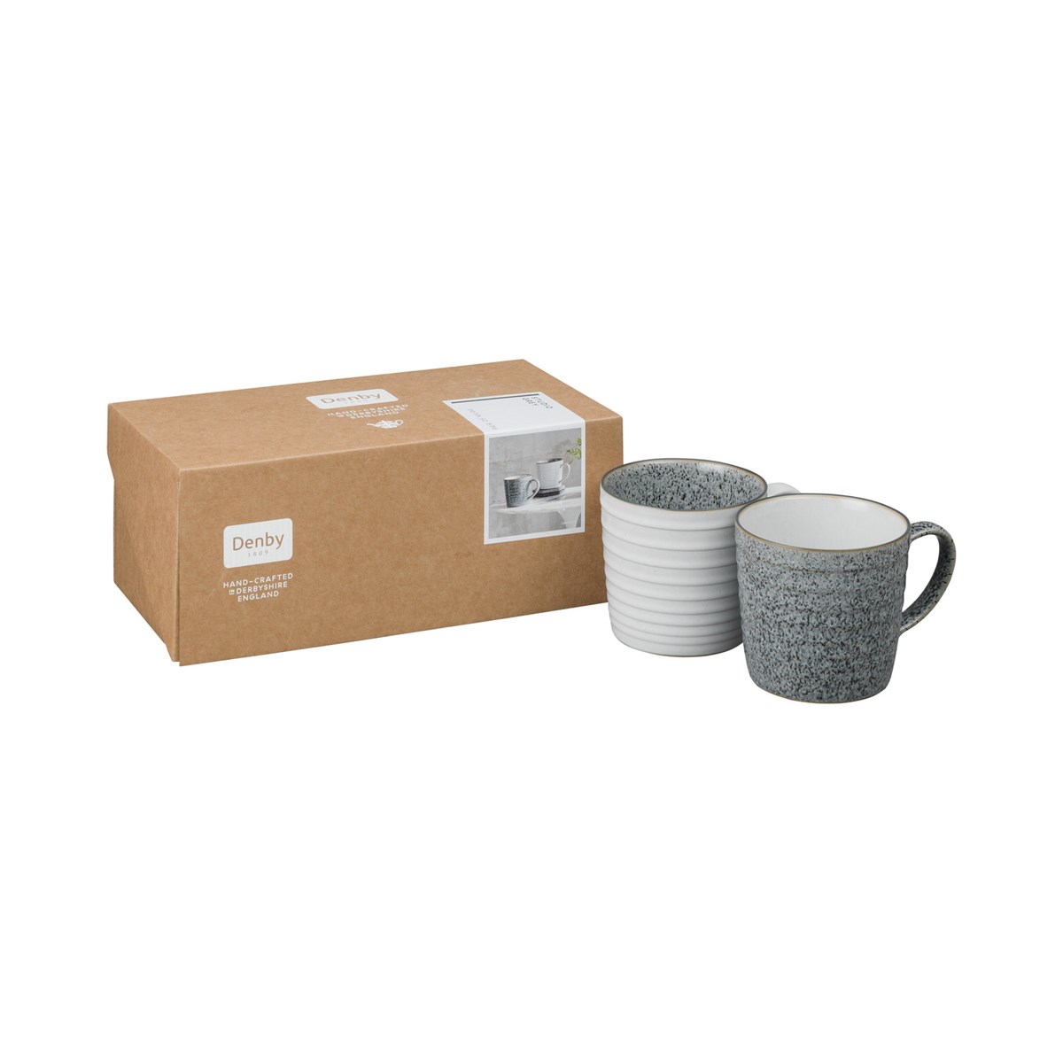 Studio Räfflad Mugg 40 cl 2-pack Grå-Vit
