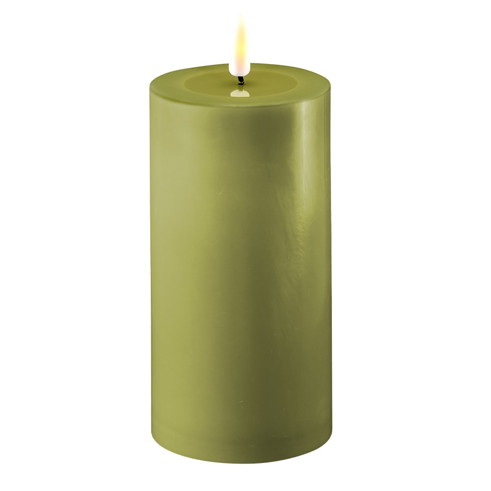 Blockljus Led 7,5x15 cm Oliv