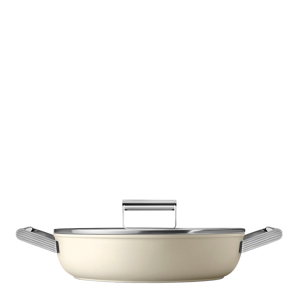 Smeg 50's Style Traktörpanna Glaslock 28 cm Creme