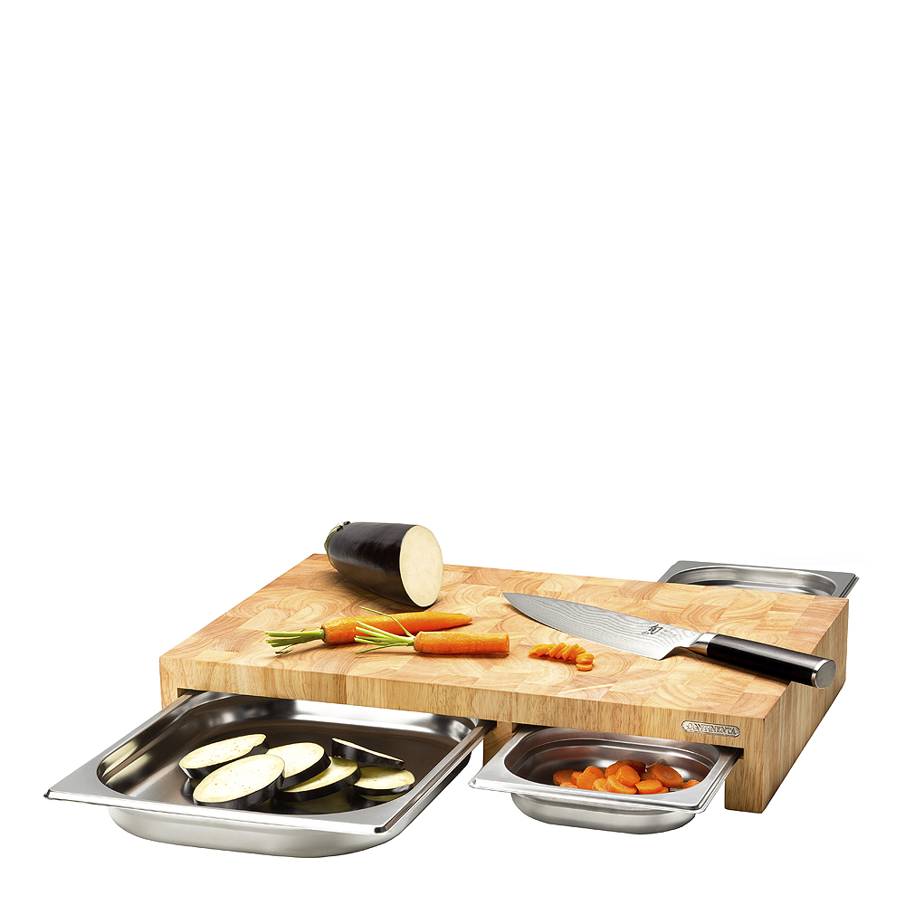 Skärbräda med låda 52x32,5x8,5 cm