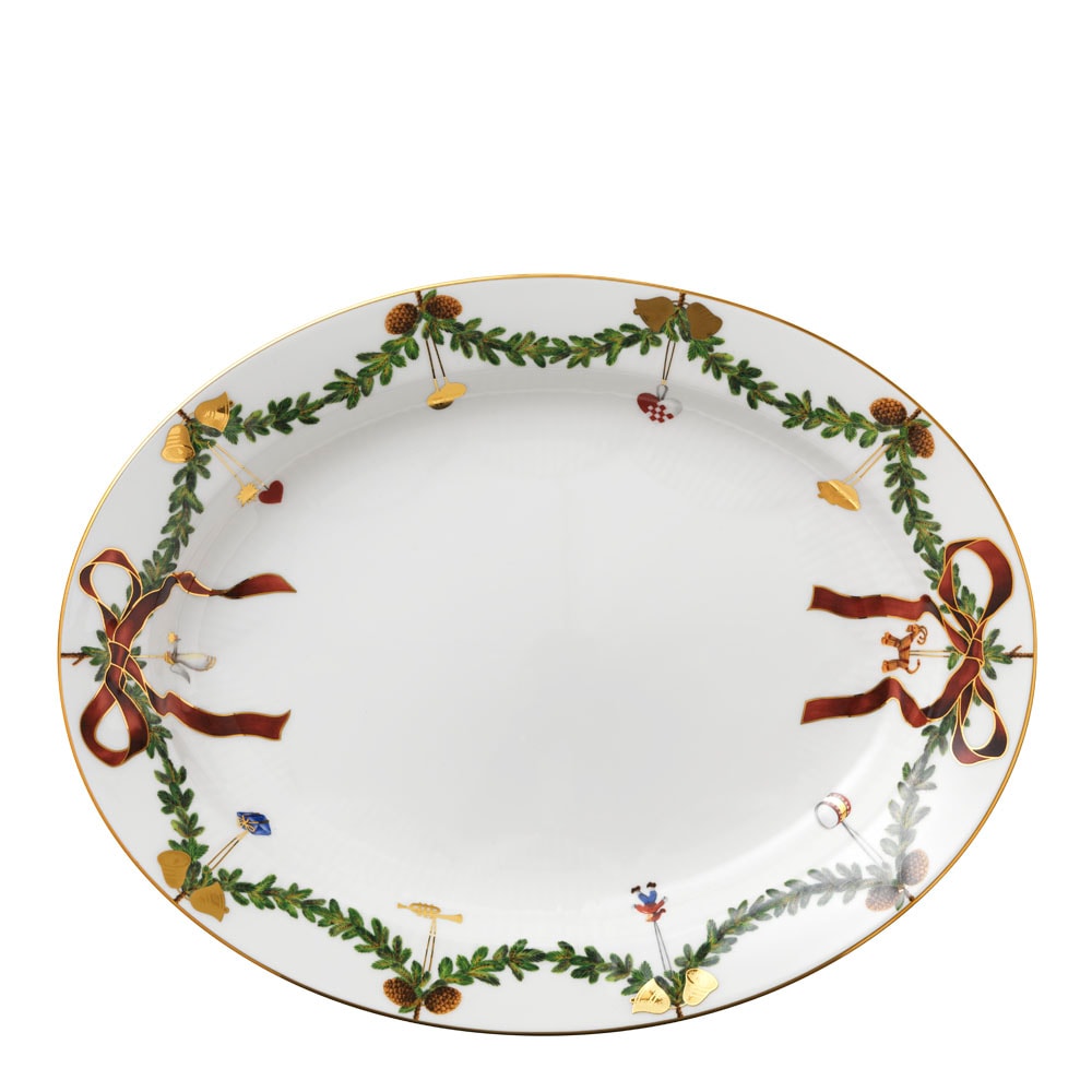 Star Fluted Christmas Serveringsfat Ovalt 37 cm