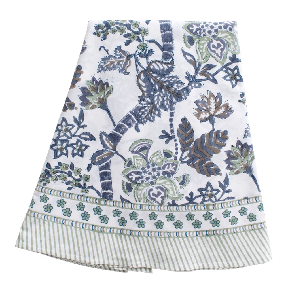 Floral Bordsduk Rund 220 cm Sea Blue