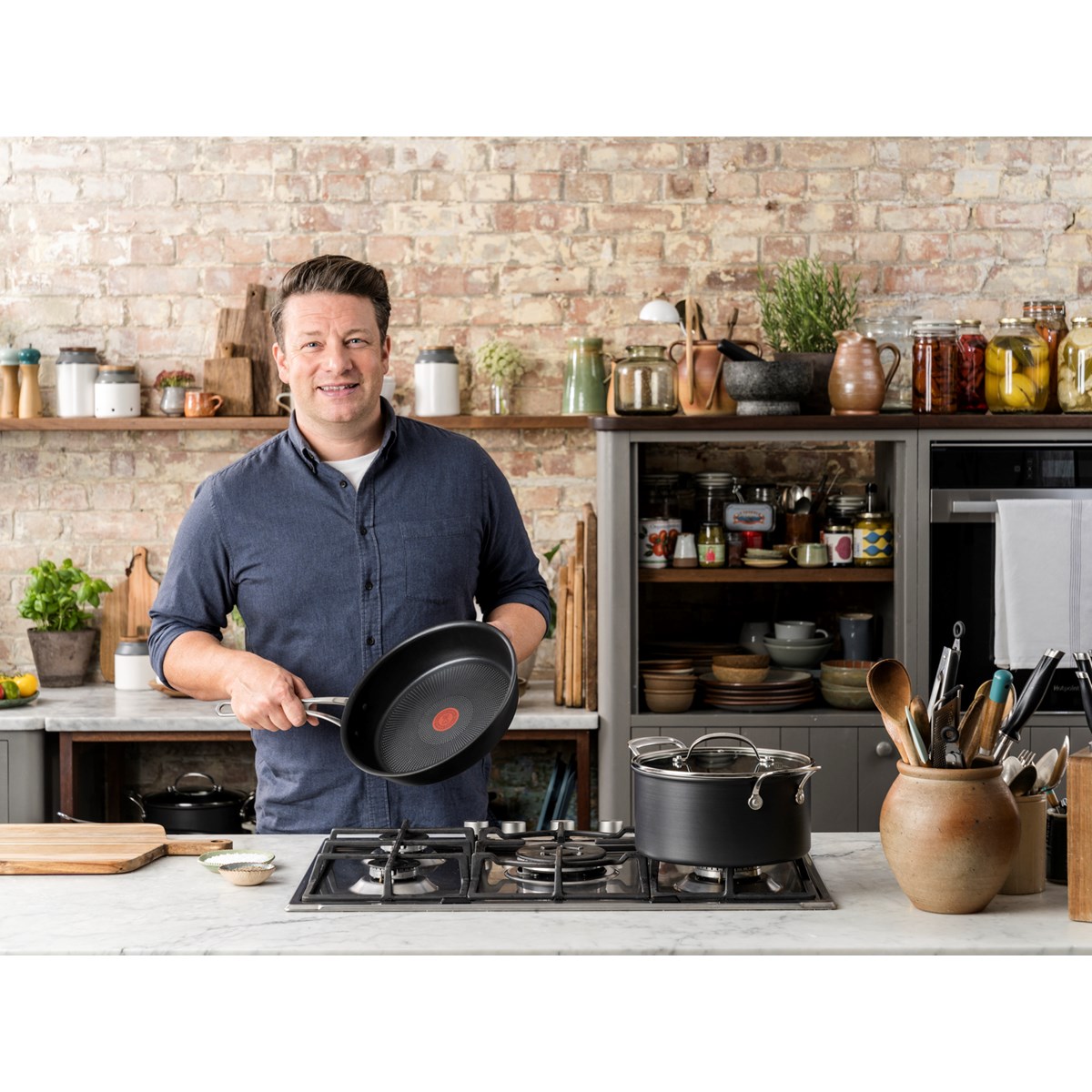 Jamie Oliver Gryta Tefal Cook's Classic Hard Anodized 24 cm med lock 5,2 L
