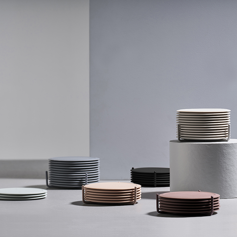 Singles Glasunderlägg SilIkon 6-pack Varmgrå