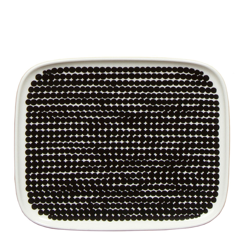 Räsymatto Tallrik Svart liten prick 15x12 cm