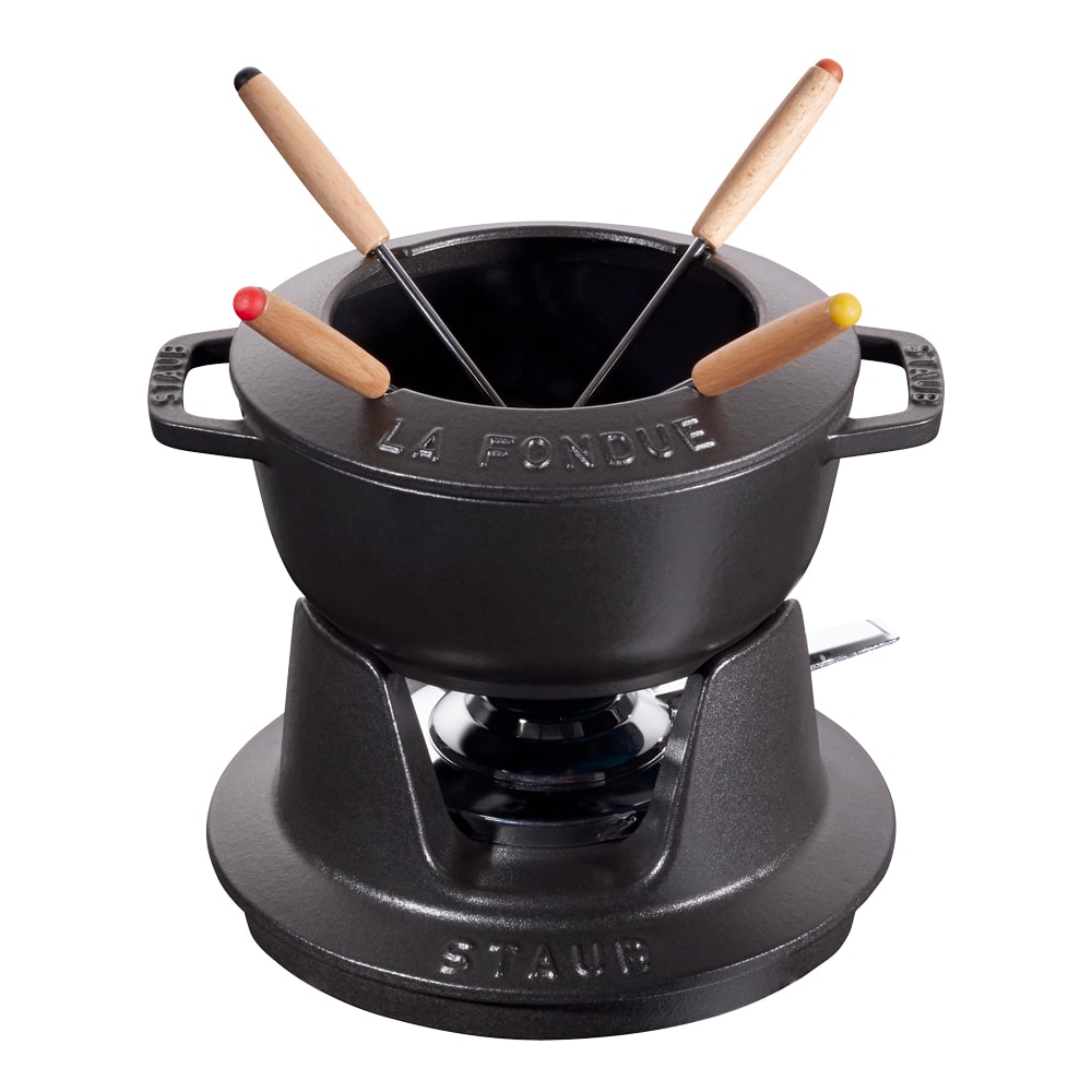 Fondueset 1,1 L gjutjärn Svart