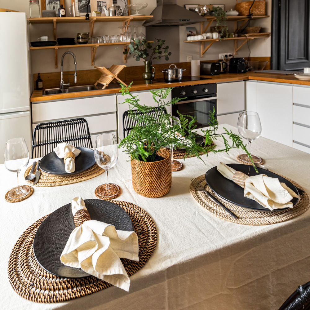 Rattan Servettring 4,5 cm 4-pack Brun