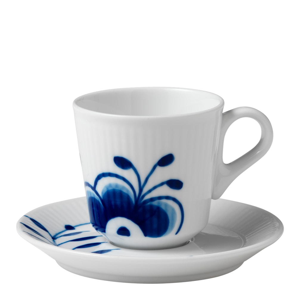 Blue Fluted Mega Espressokopp med fat 9 cl