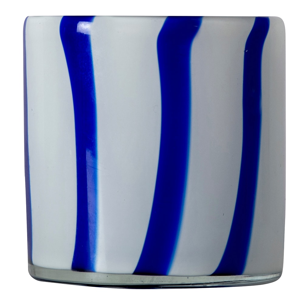 Calore Ljuslykta 10x10 cm Curve Blå/Vit Randig