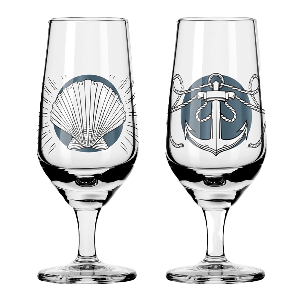 Brauchzeit Snapsglas NO: 1 & 2 2-pack Blå